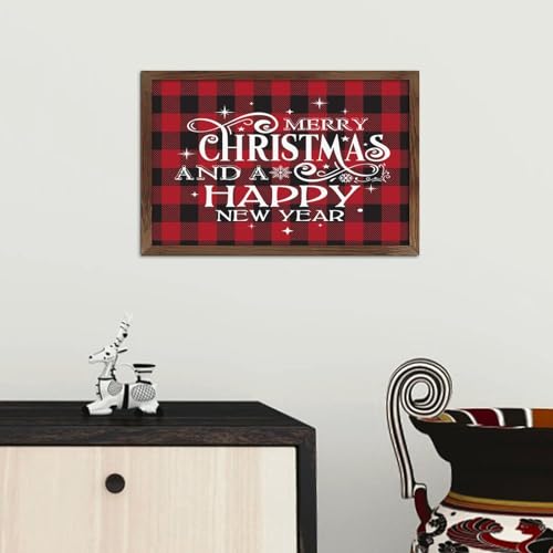 Panneau de décoration murale Noël en bois vertical avec cadre - 8