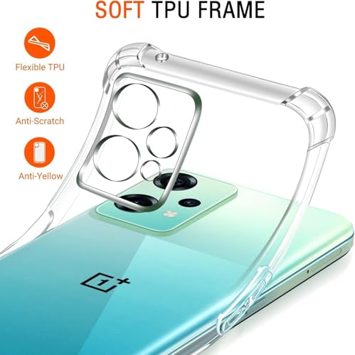 Image of Lustree Back Cover Transparent Case Compatible with OnePlus Nord CE 2 Lite 5G | Clear TPU Shockproof Case with Four Corner Protection & Raised Camera Guard | Slim Protective Cover