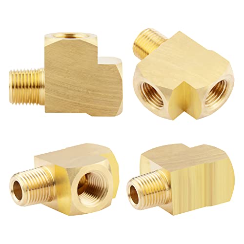 LTWFITTING Brass Pipe Fitting Tee - 3/8 Female NPT Thread Fuel Air (Pack Of 20)