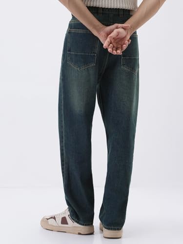 Image of Urbano Fashion Men's Loose Baggy Fit Heavy Washed Jeans Non-Stretchable