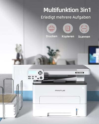 PANTUM M6700DW Drucker Scanner Kopierer, Laserdrucker Multifunktionsgerät, WLAN/USB/Ethernet, Schwarz Weiss, Automatischer Duplexdruck, 30ppm, Inklusive 1000-Seiten-Starter-Tonerkassette – Bild 3