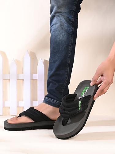 Image of Cushioned Flip Flops for Men | Padded Fabric Strap Thong Slippers | Lightweight Anti-Slip EVA Sole Everyday Wear Footwear