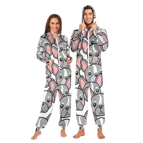 Pijama de bulldog francés de una pieza para hombre y adulto en XXL 4