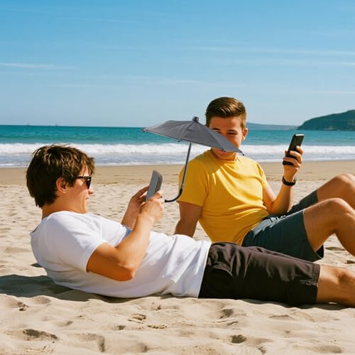 KeaJuidy Parasol para teléfono móvil, ajustable, mini sombrilla para teléfono, protección solar para viajes, playa, actividades al aire libre, diámetro 27 cm - imagen 6