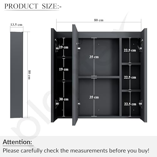 Image of Plantex 304 Stainless Steel Bathroom Organizer with Defogger,Bluetooth & Digital Display /Bathroom Cabinet Storage /Triple Door LED Mirror Cabinet for Wall(32x32 Inch, Chrome)