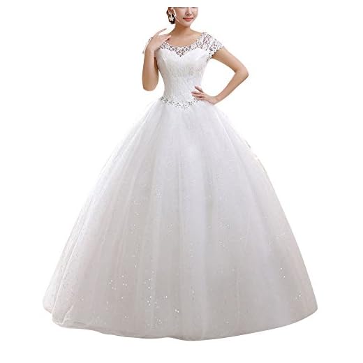 ShiFan Robe Femmes Élégante De Mariage Encolure Ronde pour Dentelle Dress Beige S