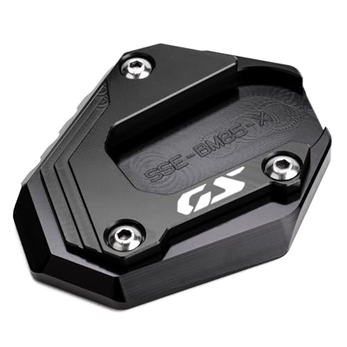 LLIDFONK Passen Für BMW F850GS F750GS F 850GS 750GS 900GS Adventure F800GS Aluminium Motorrad Zubehör Ständer Fuß Seitenständer Vergrößertes Pad Stützpad (Schwarz)