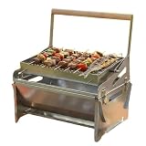 Holzkohlegrill, tragbar, Campinc aus Edelstahl, um 360 Grad drehbar – Grill, für Camping, Outdoor, Picknick, Garten, Grill, Hof, Terrasse, Strand