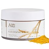 ANAiRUi Bálsamo limpiador con cúrcuma papaya, desmaquillante de cúrcuma para limpieza facial, exfoliante, reducción de manchas oscuras, acné, piel lisa, limpiador de la piel, 3.5 oz