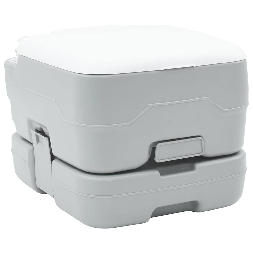Mangloder Tragbare Campingtoilette Grau Weiß 41,5 x 36,5 x 37, leichtes, Robustes Outdoor-WC mit T-Spüldüse, rotierbarem Entleerungstrichter, für Camping, Caravan, Wandern, Festivals, Notfälle