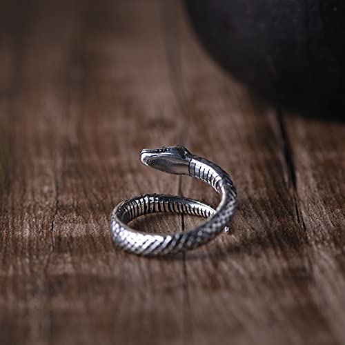 Bague serpent argent 925 vintage au style rétro ciselé unique - 4