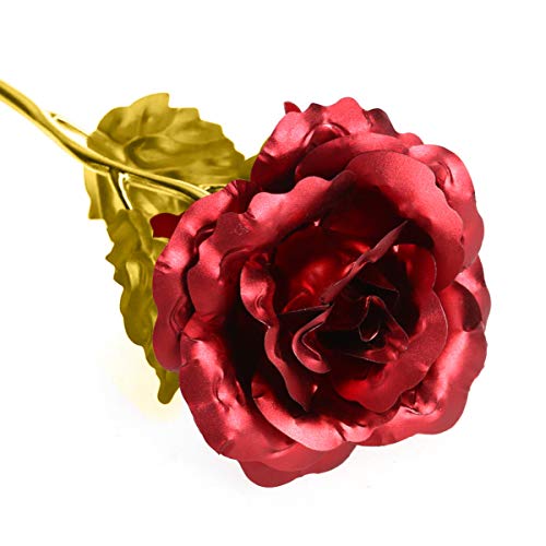 SOLUSTRE Rosa de ouro 24 K, flores de rosa artificiais com caixa de exibição em caixa de presente, o