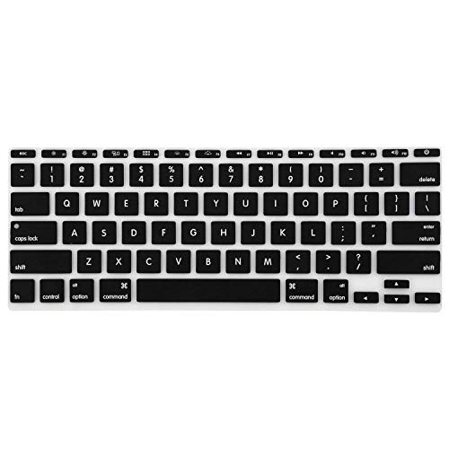Image of Saco Silicone Keyboard Protector Skin Cover for Apple MacBook Air MD224HN /A 11.6-inch Laptop-Black with Clear