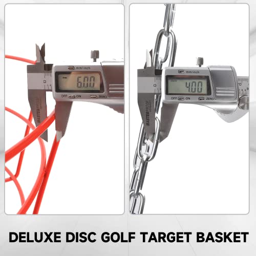 GSE Games & Sports Expert Deluxe Protable Disc Golf Basket, 24-Chain Metal Practice Disc Golf Target with Carrying Bag, for Outdoor, Yard, Backyard, Park Training & Games(Red)