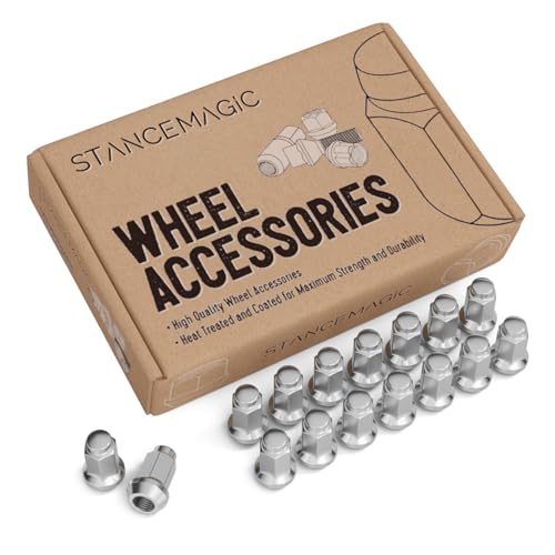 Image of 16pcs Bulge ATV Lug Nuts - 3 /8x24 Thread Size - 1.4 inch Length - Closed End - Cone Acorn Taper Seat - 14mm Hex Head - Compatible with Many Polaris Sportsman RZR Ranger Kawasaki - Silver Chrome