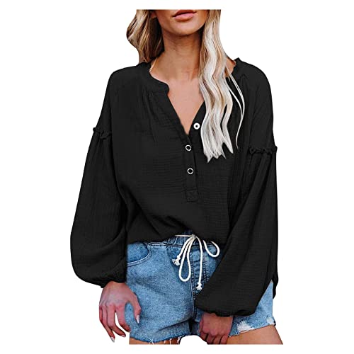 De Las Mujeres Verano Otoño Cuello En V Cima Ajuste Holgado Cima Para Mulheres 2022 D0, Preto, XX-La