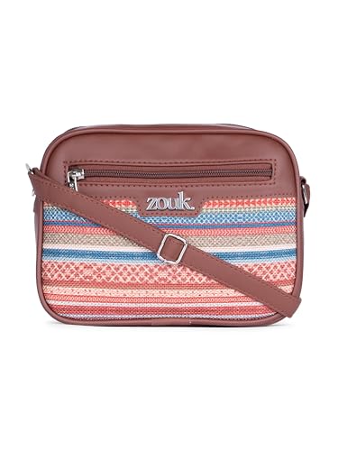 Image of ZOUK Assam Tapestry Printed Jute Handcrafted Vegan Leather Multicolor Women's Sling Bag