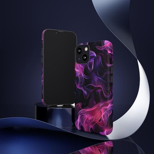 Coque iPhone 13 de luxe rigide et brillante au design abstrait violet rose