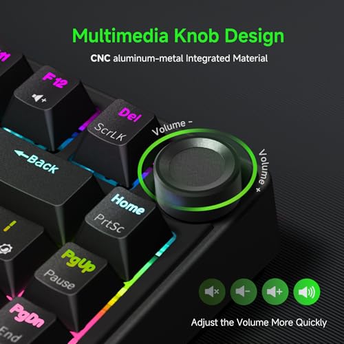 Image of RK ROYAL KLUDGE R75 Wired Mechanical Gaming Keyboard, 75% Hot-Swap Mechanical Keyboard Volume Knob, Soft Pre-lubed Tactile Brown Switch
