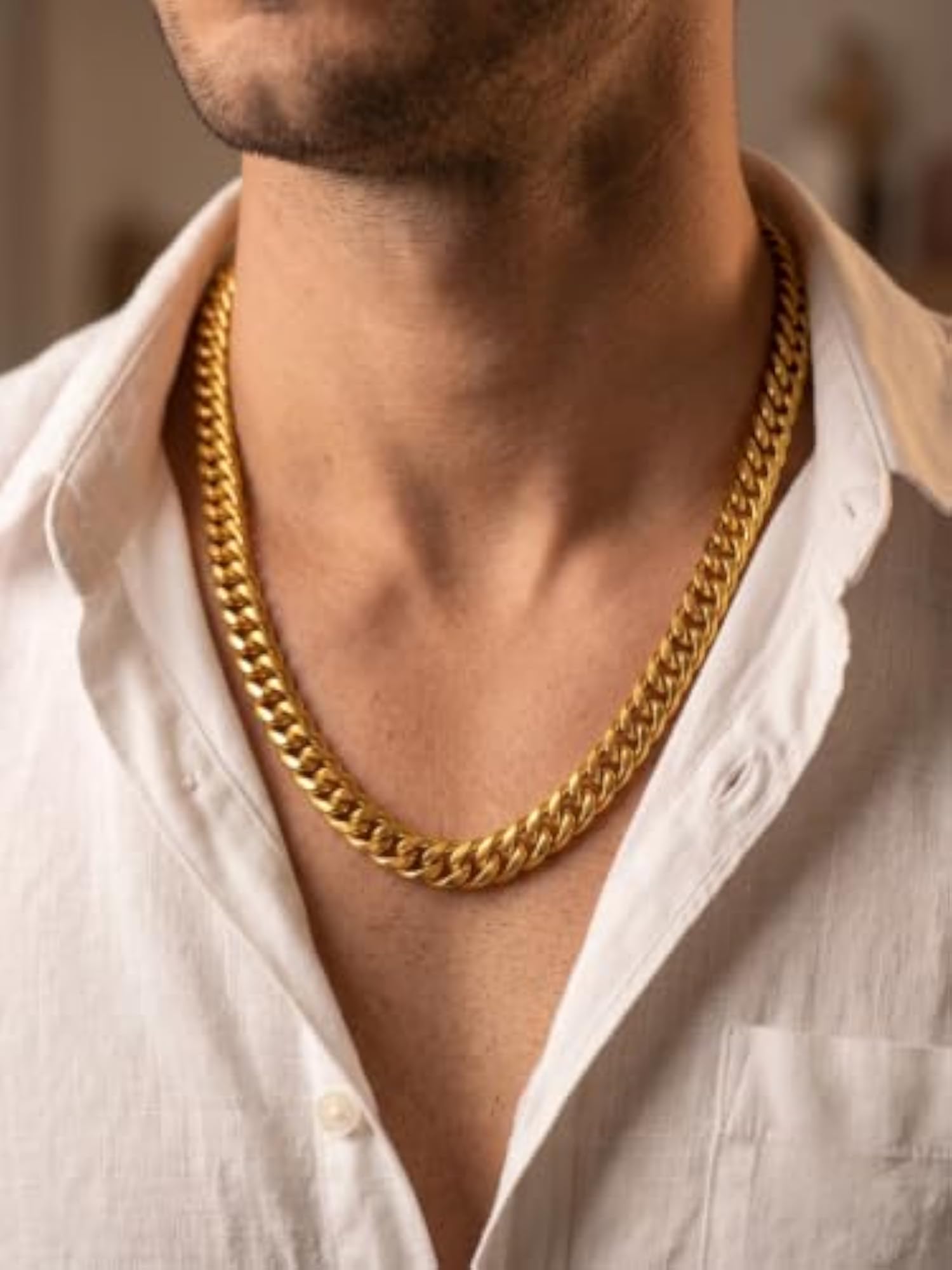 One Gram Gold Chain for Men, 18 Inch Stylish Necklace