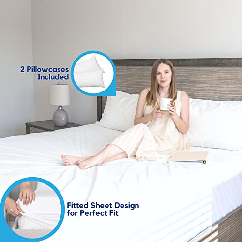 Smartprotect Queen Mattress Protector - Mattress Protector Includes 2 Premium Waterproof Pillow Protectors - Cotton Terry Mattress Encasement Cover Up To 18 Inches #TOP2