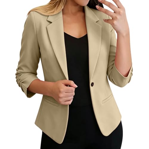 Khaki Longline Blazers for Women Business Casual Teachers Capsule Wardrobe 2026 Womens Funeral Attire Class Reunion Outfits for Women Rory Gilmore Clothes sacos de Mujer para Vestir Elegantes