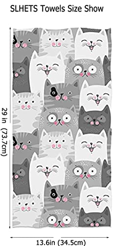 Slhets Funny Grey Cats Hand Towel Cute Kittens With Different Expressions Small Bath Towel Soft Absorbent Towels For Bathroom/Kitchen Decoration Hotel Gym Spa Sweat Towels 13.6 * 29' #TOP1