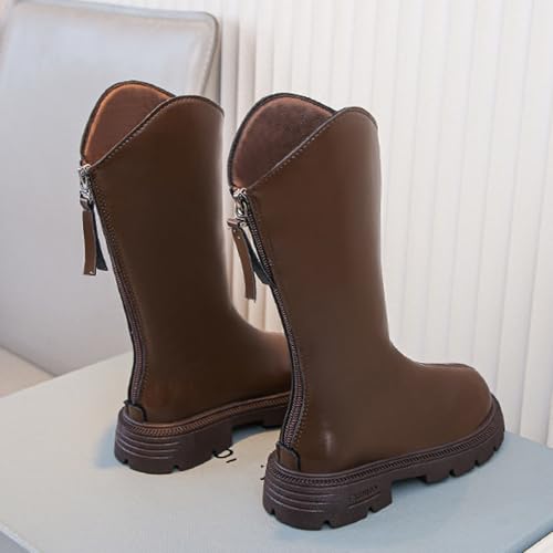 Girls Boots Comfortable Side Zipper Soft Leather Shoes Winter Warm Solid Color Casual Long Booties 20253