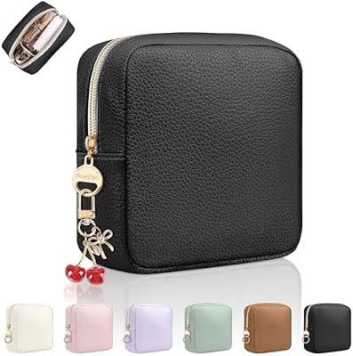 Playexen Mini PU Leather Makeup Bag with Ring Buckle