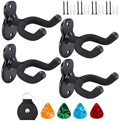 Donux Guitar Wall Mount,Ukulele Hanger Hook Holder Stand Guitar Hangers Hooks for Acoustic Electric Bass Guitars and Ukulele (4 Set)