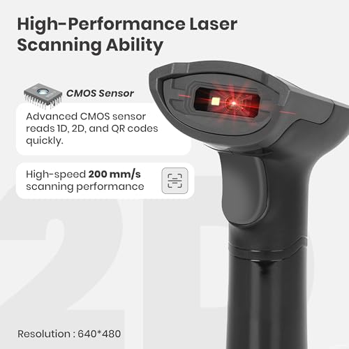 Image of LAPCARE 2D Wireless 2.4G+ Bluetooth Barcode Scanner BIS Approved, Handheld 2 D Type C Charging Barcode Reader Optical Laser High Speed for POS System Supermarket,Upto 50M Range,1400Mah Battery