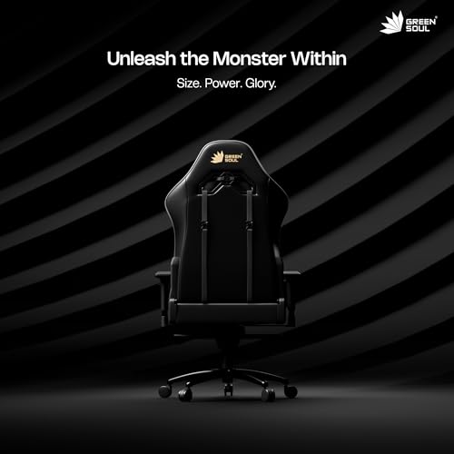 Image of Green Soul Monster Ultimate Series T | Multi-Functional Ergonomic Gaming & Office Chair | Premium Spandex & PU Leather Fabric | Adjustable Neck, Lumbar Pillow | 4D Adjustable Armrests (Black Grey)