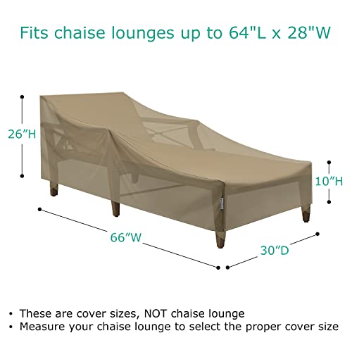 Sunpatio Outdoor Chaise Lounge Covers, Heavy Duty Waterproof Beach Chair Cover With Seam Taped, Fade Resistant Patio Chaise Cover, Helpful Air Vents, 2 Pack - 66" L X 30" W X 26" H, Taupe #TOP1
