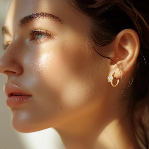 14K Gold Earrings for Women Hoop Earrings for Women Dainty with Cubic Zirconia Delicate Butterfly-Design Womens Butterfly Hoop Earring 20mm3