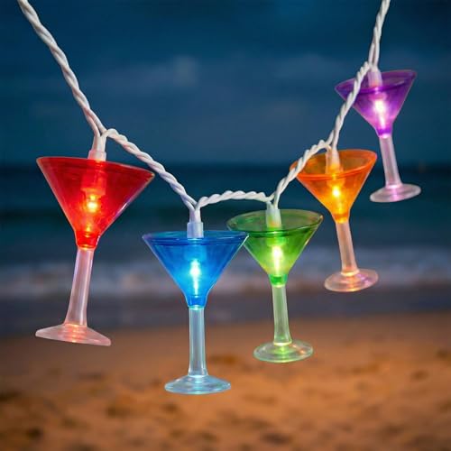 Romasaty Cocktail Glass String Lights, 8.5Ft Tropical Beach Themed Wine