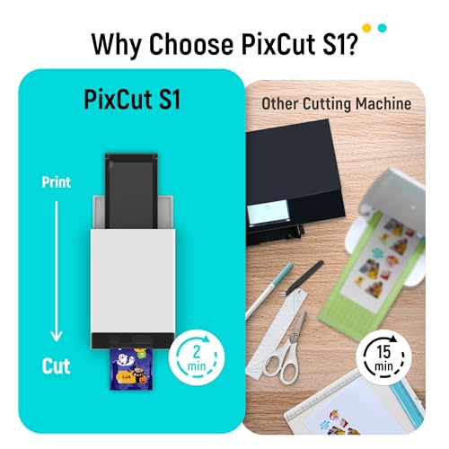 liene pixcut s1 color sticker printer amp cutting machine - all-in-one sticker maker for diy crafts custom labels amp gifts thermal dye-sublimation photo printer 300 dpi precise ai auto-cutting