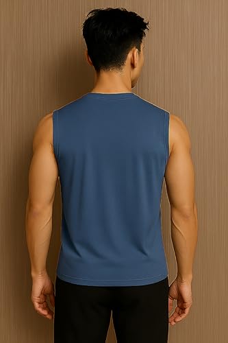 Image of JUGULAR Tank Tops Sleeveless T-Shirt for Men Gym Wear Vest Solid Stylish Round Neck Running for Sports Workout Fitness & Casual or Beach Wear