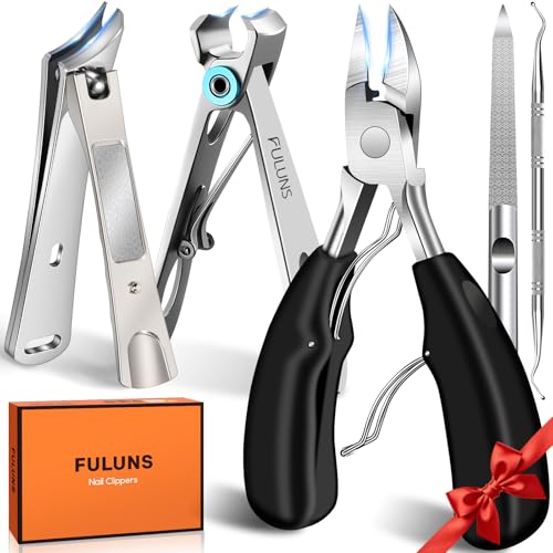 FULUNS Toenail Clippers Set for Thick Nails - 5-in-1 Kit with Code