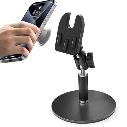 Desk Phone Stand for Pop Socket, Adjustable Desktop Cell Phone Holder Stand Cradle Heavy Duty Phone Mount for Desk, Office, Home, Kitchen, Compatible with All Popsocket