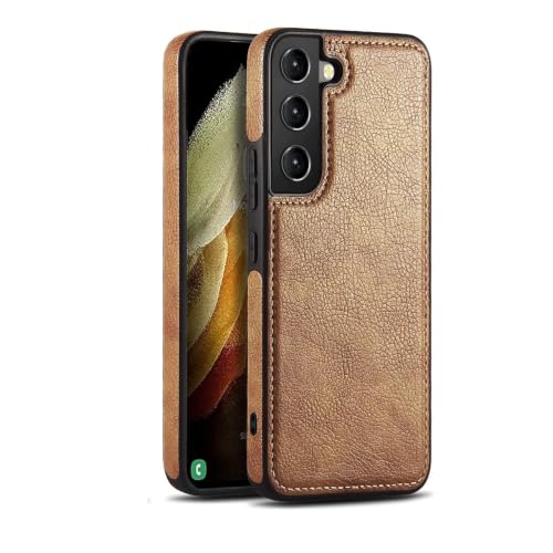 Image of Leather Case for Samsung Galaxy S24 Premium Protective Stylish Slim Cover with Shockproof Raised Edges Brown