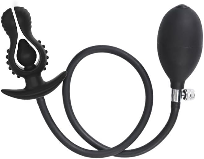 Two-Leaf Silicone Inflatable Anal Plug with Beads for Anal Expansion, Adult Products for Men and Women