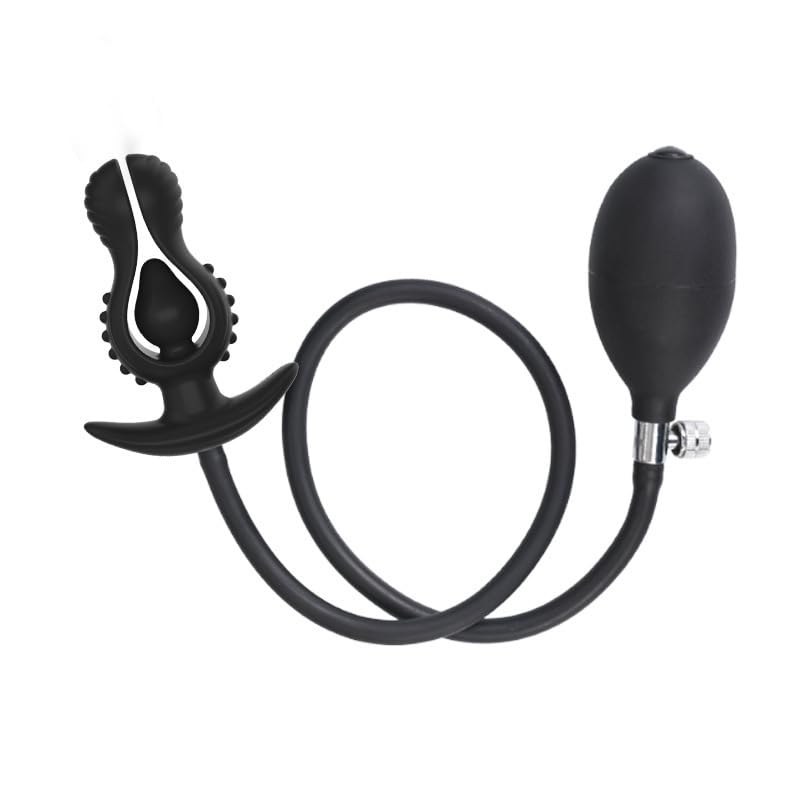 Two-Leaf Silicone Inflatable Anal Plug with Beads for Anal Expansion, Adult Products for Men and Women