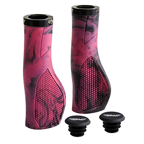 BW USA Ergo-Lock 2.0 Grips &ndash; Dual Lock-On MTB Bike Handlebar Grips - Pink/Black