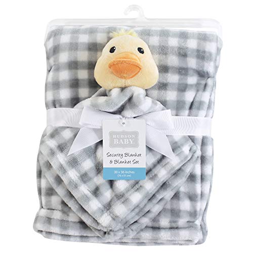 Image of Hudson Baby Unisex Baby Plush Blanket with Security Blanket, Duck, One Size