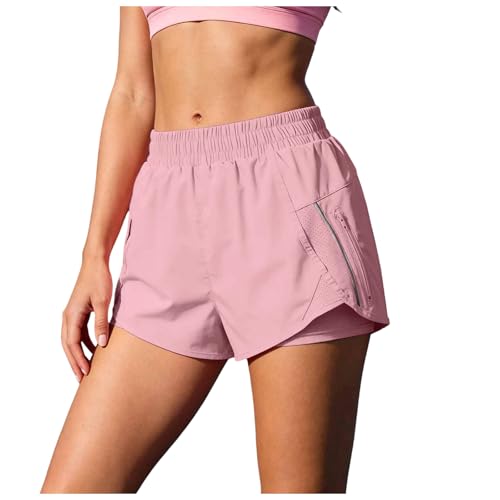 Allegorly Pantalones Cortos Mujer Running Short Deportivo Mujer 2 En 1 Pantalones Cortos De Entrenamiento Cintura Alta Pantalon Deportivos para Correr De Secado Rápido con Bolsillos