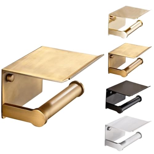JINZER - Soporte Portarrollos Papel Higienico de Aluminio con Estante de Almacenamiento para teléfono móvil, Colgador Montaje en Pared