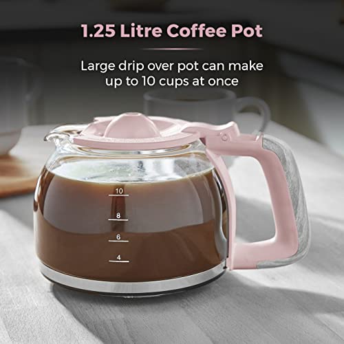 Tower-Scandi-T13006PNK-Filter-Coffee-Maker-with-Anti-Drop-Function-and-Anti-Slip-Feet-125L-900W-Marshmallow-Pink-with-Wood-Accents