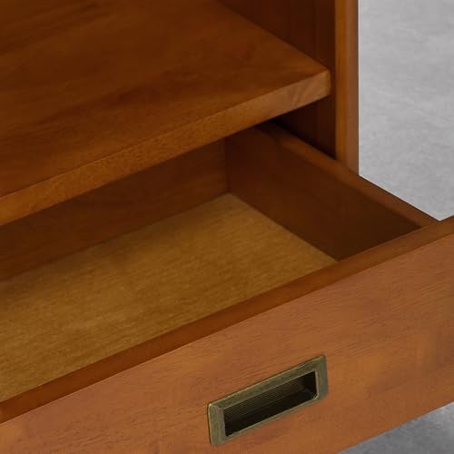 SIMPLIHOME Draper Bookcase - 64 inch Tall Solid Wood Storage Bookshelf in Tawny Brown Teak, Mid-Century Modern Storage for Living Room, Study Room or Office with Adjustable Shelves and Angled Legs by SIMPLIHOME - Image 4