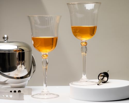 Image of CAR-O-BAR Ivory Wine Glass | Premium Wine Glasses | Set of 2 | 340ml Crystal Wine Goblet Glass with Gold Rim | Perfect for Red and White Wine || Perfect for Gifting