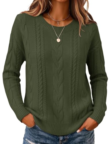 Zeagoo Women's Sweaters Trendy Basic Casual Crewneck Cable Knit Fall Tops - image 1